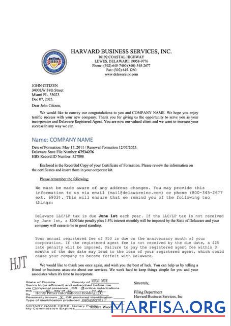 Blank USA Delaware registration certificate Word and PDF template, version 2